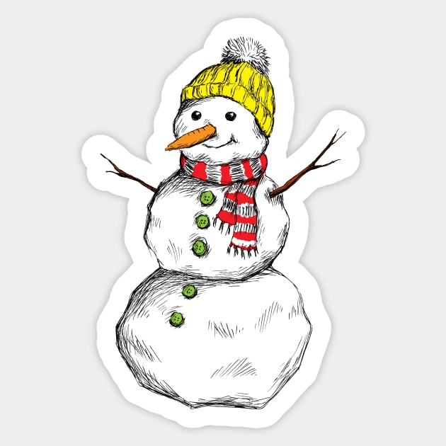 Snowman illustration Sticker by rachelsfinelines